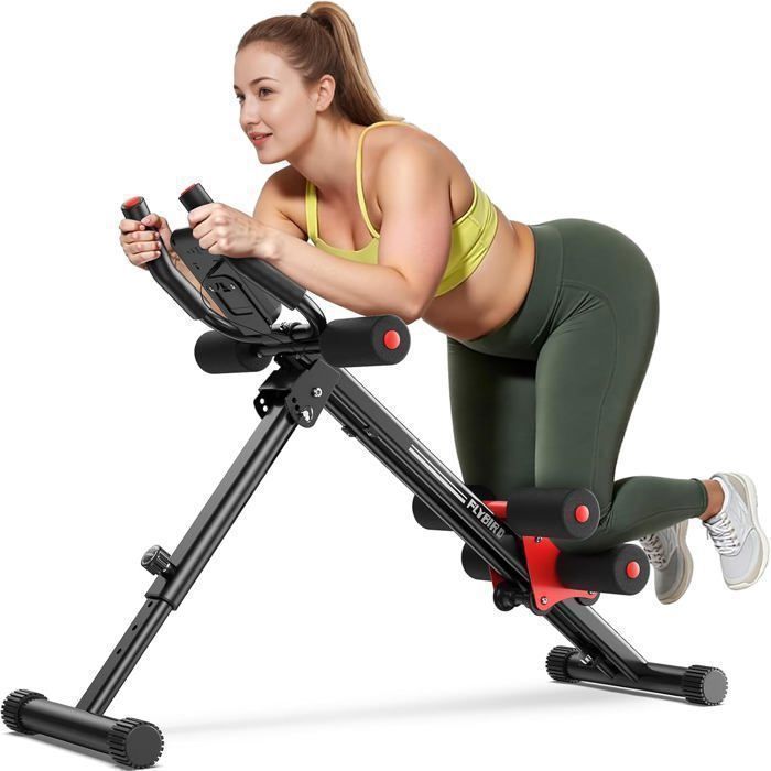 FLYBIRD Attrezzo per addominali regolabile e pieghevole, per allenamento completo del corpo a casa, ideale per principianti, colore rosso