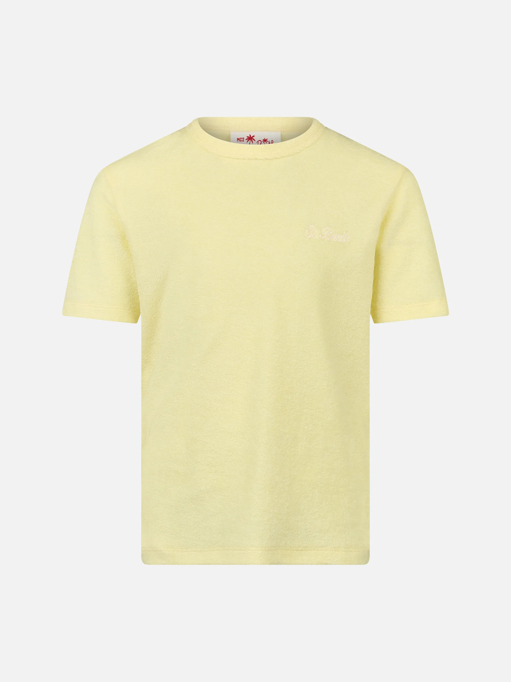 Lichtgeel badstof jongens-T-shirt van Gary met St. Barth-borduurwerk.