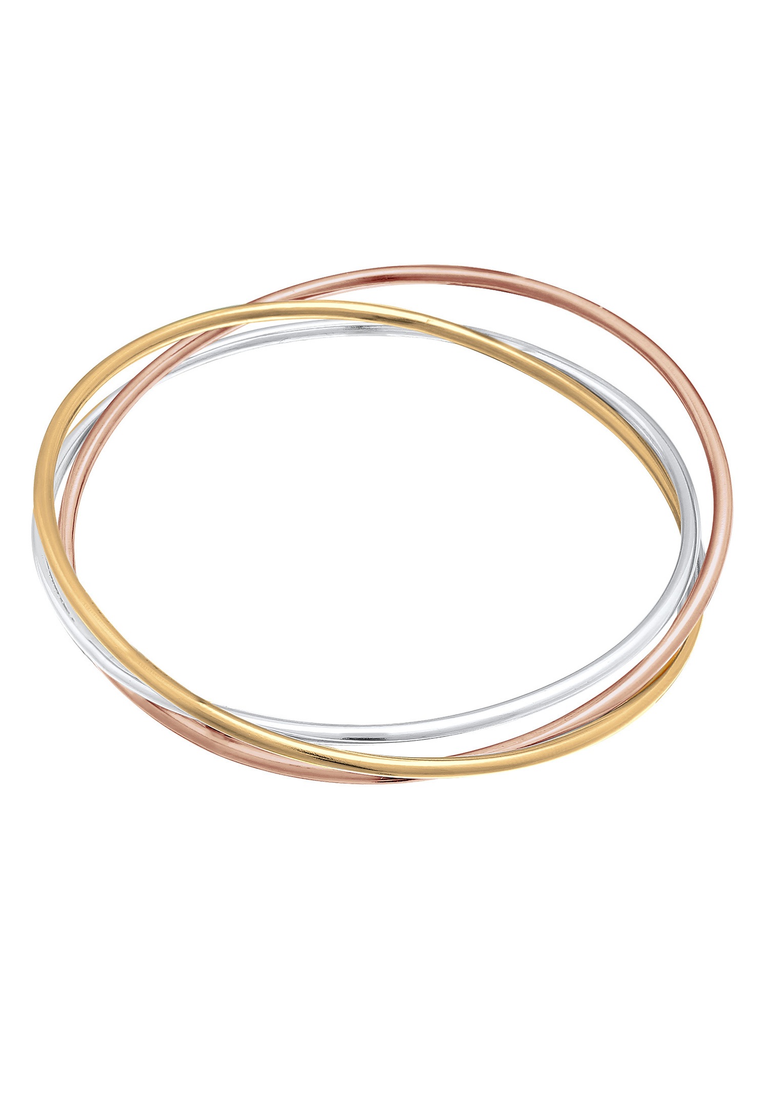 Elli PREMIUM Bracelet pour dames Triple entrelacé classique tricolore en argent sterling 925 plaqué or