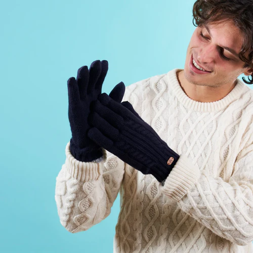 Cabaia Crèmekleurige gin-handschoenen, marineblauw