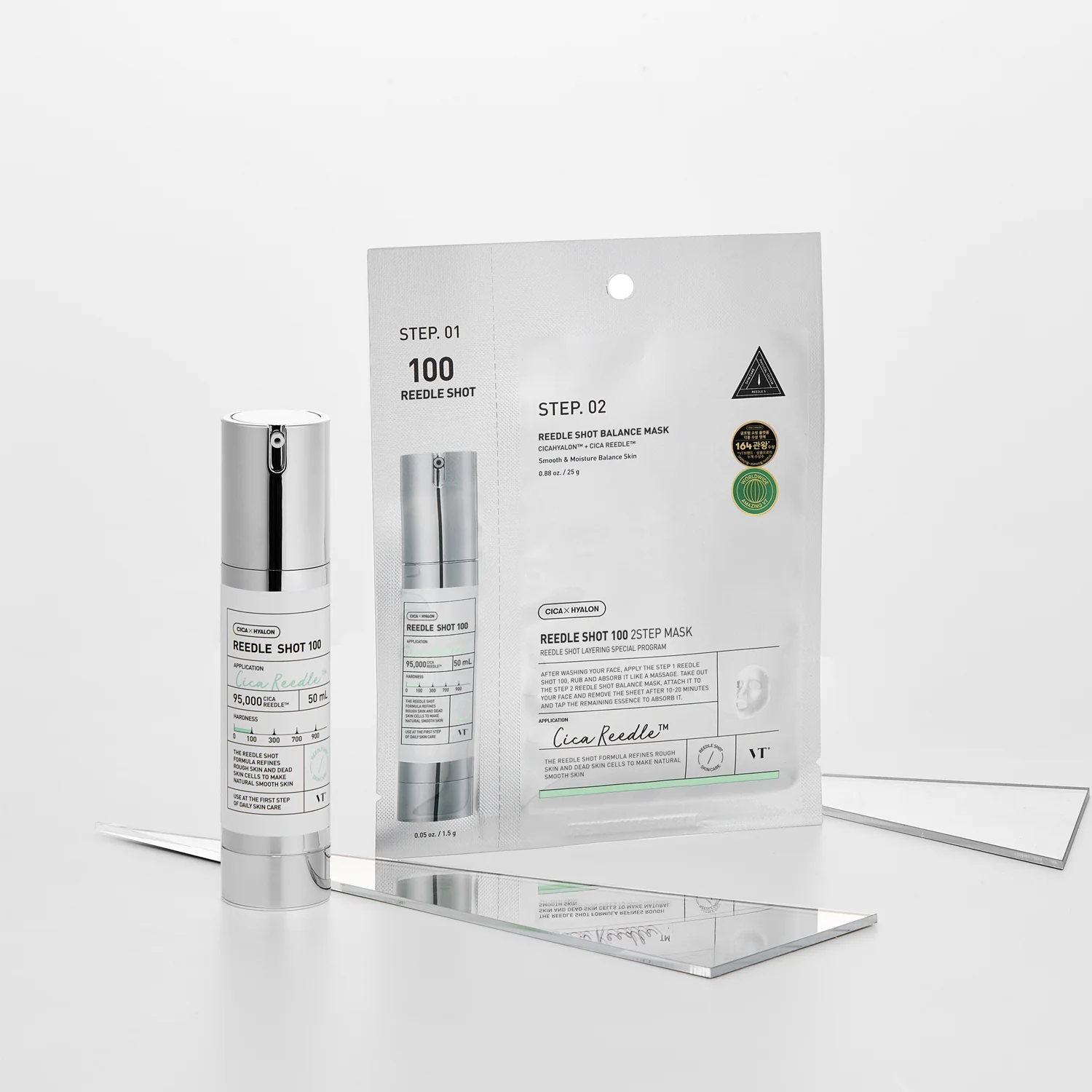 Viso REEDLE SHOT 100 2-STEP MASK - Cofanetto Antimperfezioni, Cofanetto Antirughe, Maschera Anti-età viso, Siero viso antimperfezioni, Trattamento Rigenerante
