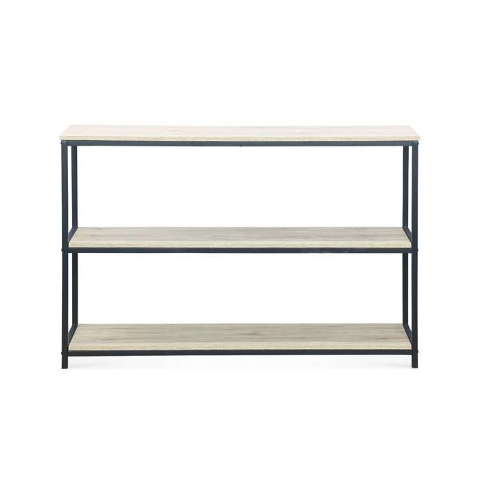Black metal and wood-effect shelf - Loft - 3-tier bookcase. 120x30x80cm