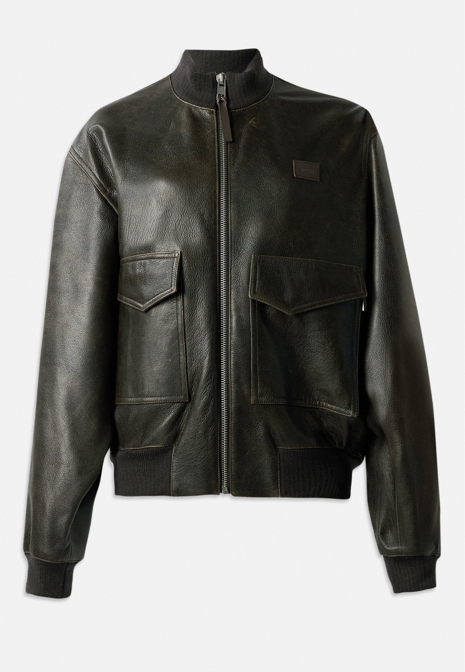 Veste en cuir MOSCHINO - marron