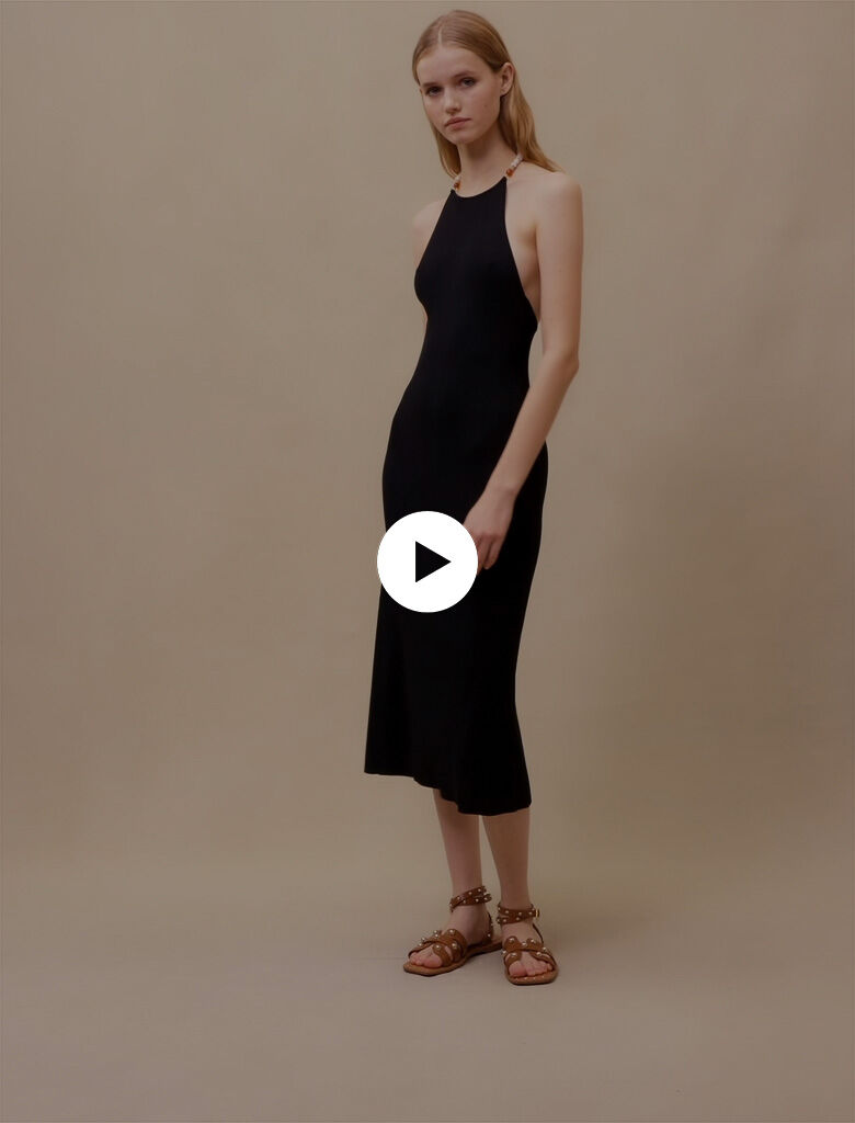 Lange jurk met ketting - Zwart