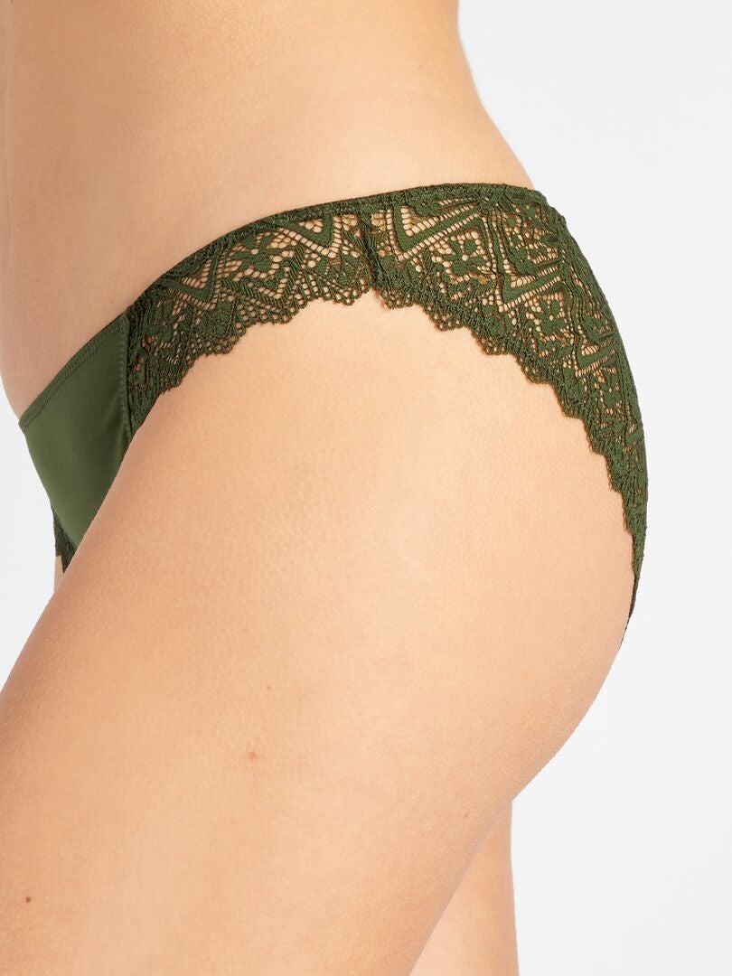Slipje van kant en microvezel - GROEN