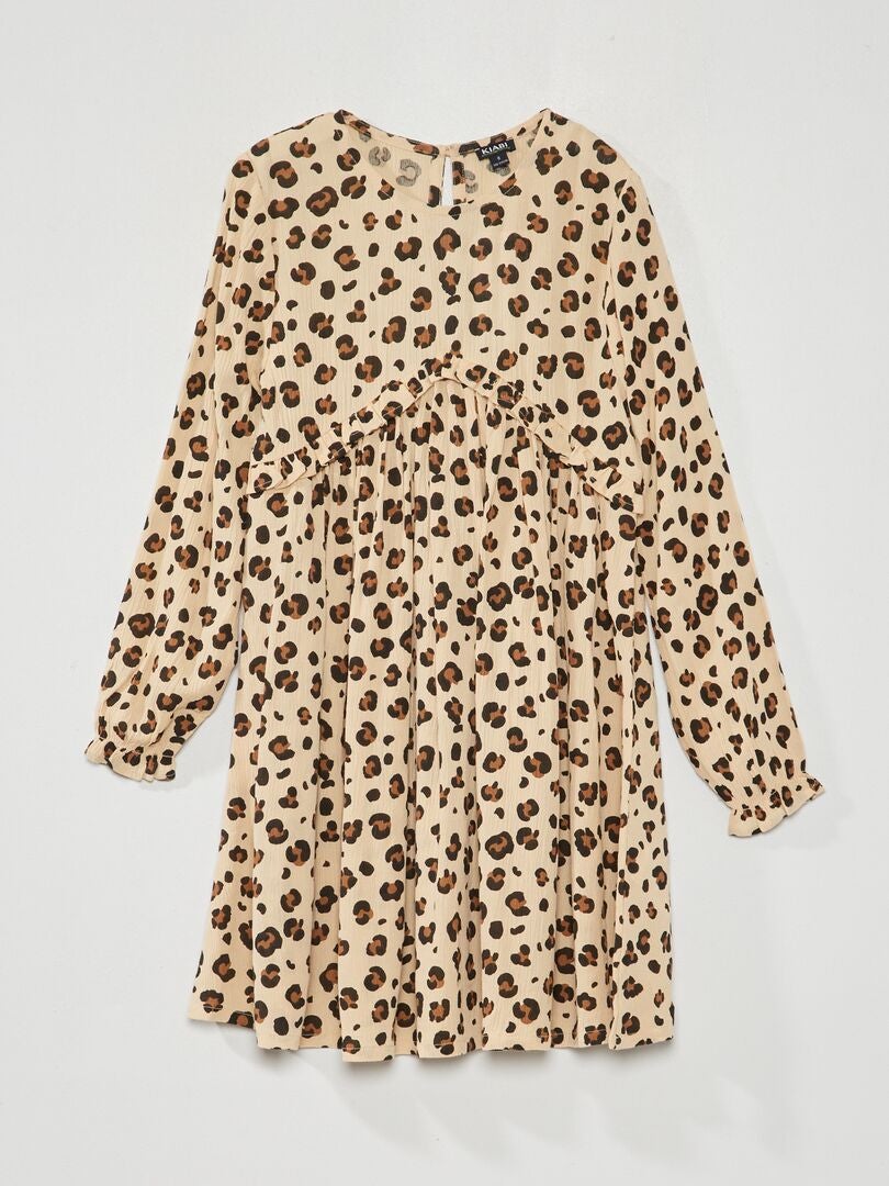 Zachte jurk met print - BEIGE