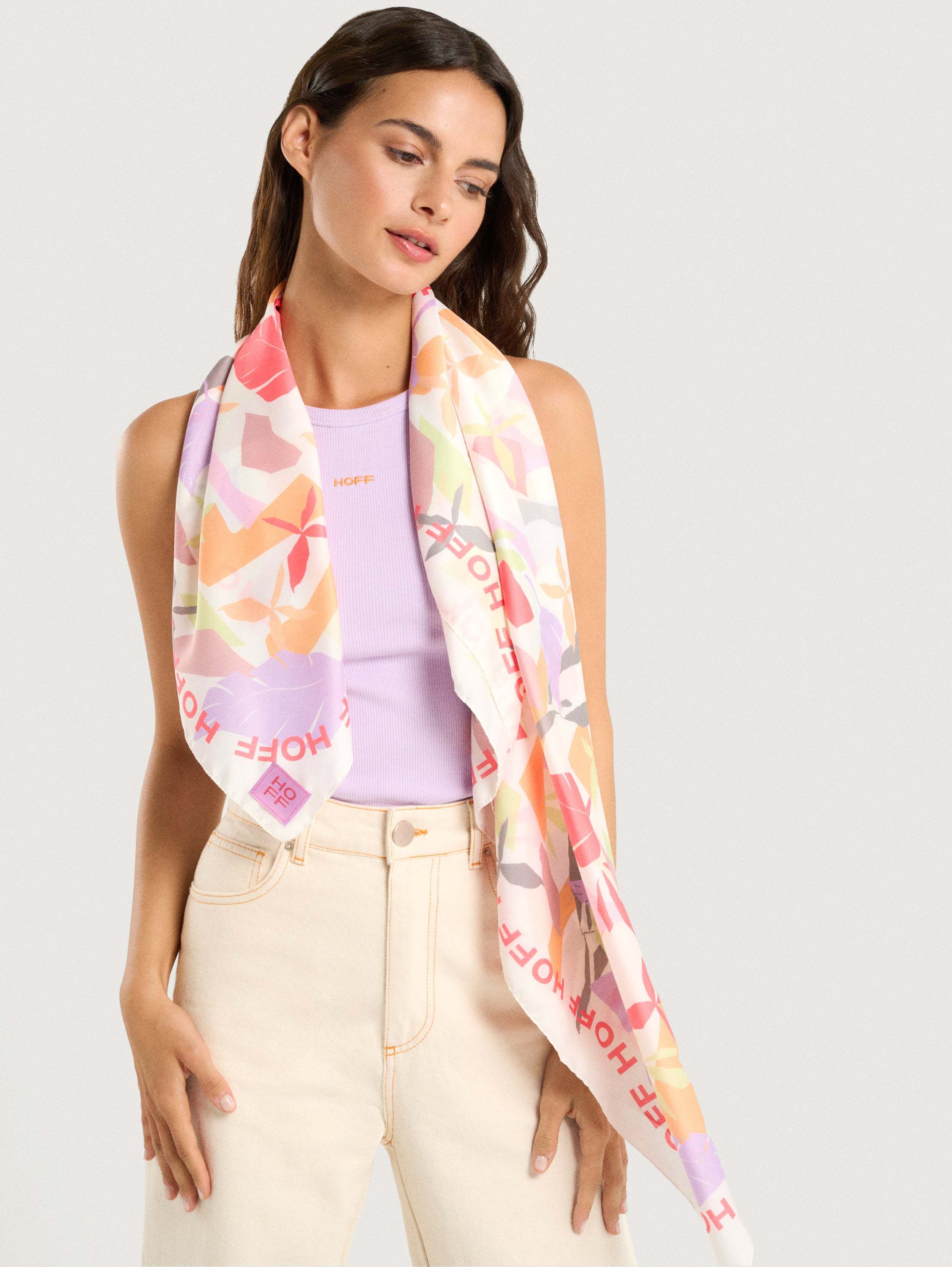 PAÑUELO ESTAMPADO LEAF LILAC