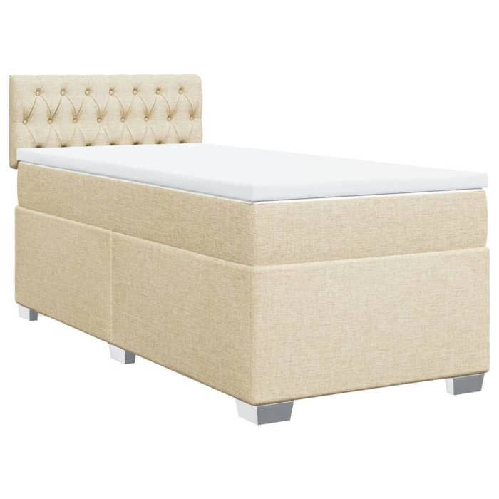 Bedframe met matras - Maison Exclusive - 80x200 cm - Crème stof - Maximale ontspanning