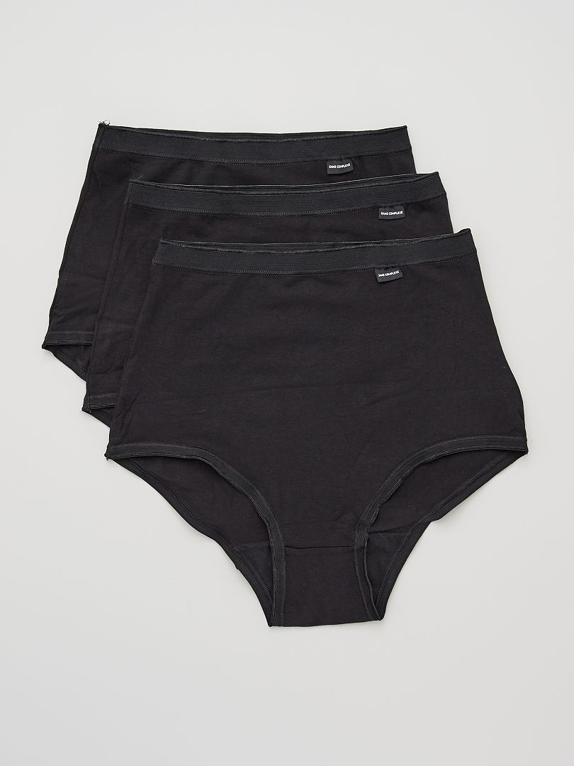 Set van 3 maxi slips 'Sans Complexe' - zwart