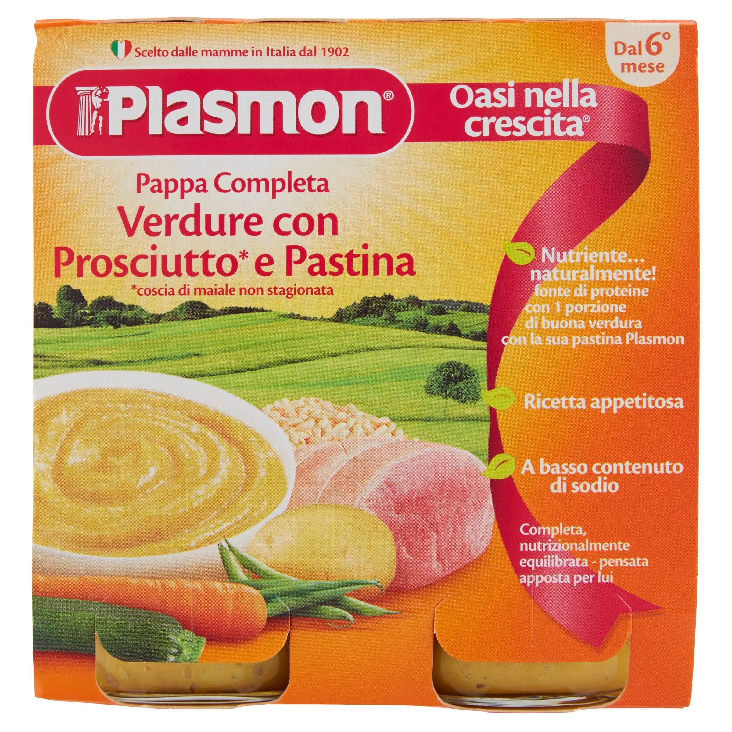 PLASMON Plasmon Aliment complet pour bébé Jambon et légumes 2 x 190 g Aliment pour bébé