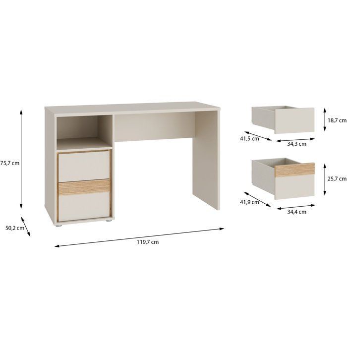 Bureau - WEXLIN - Cashmere / Chêne - 119,7 x 50,2 x 75,7 cm