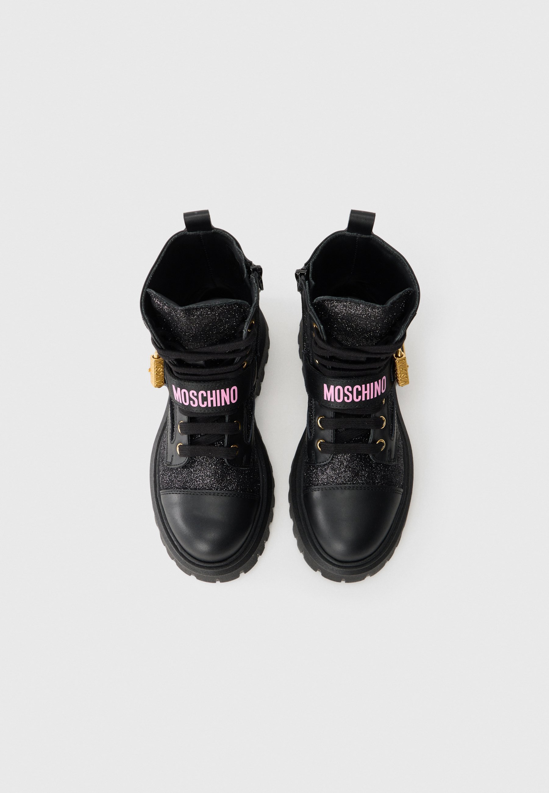 MOSCHINO UNISEX - Stivaletti stringati - nero/rosa/oro