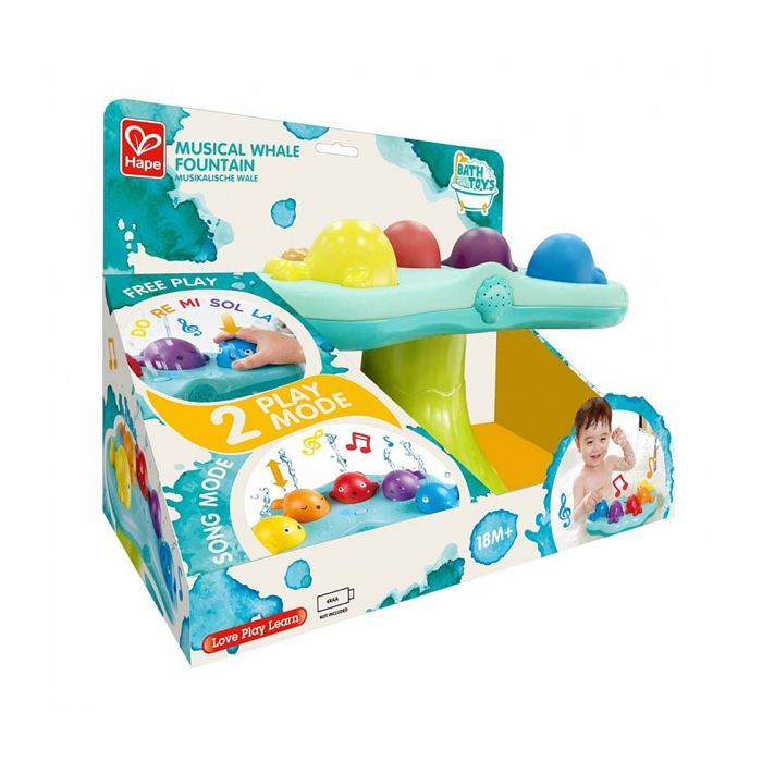 Brinquedo musical para banho - Hape - Fonte de baleia - Materiais variados - A partir de 18 meses - Multicolorido