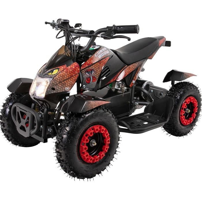 Quad elettrico Cobra per bambini, 800 watt, fino a 24 km/h, età 8 anni e oltre, sospensioni, 3 batterie da 12V, freni a disco