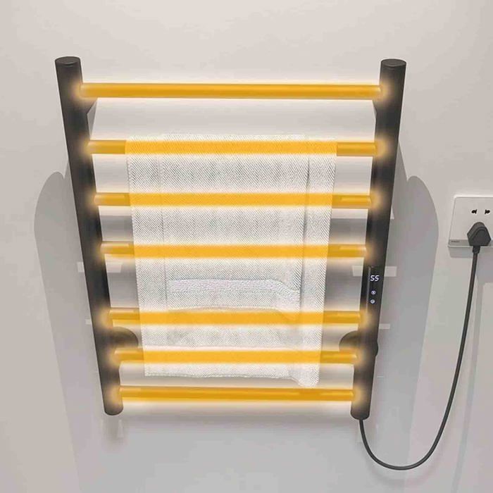 Sèche-serviettes électrique mural 7 barres, intelligent, avec chauffage à température constante pour salle de bain