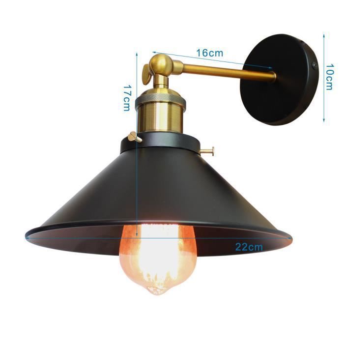 UNI Juego de 2 apliques de pared industriales con base E27, estilo retro loft, LED, para escaleras y baños.