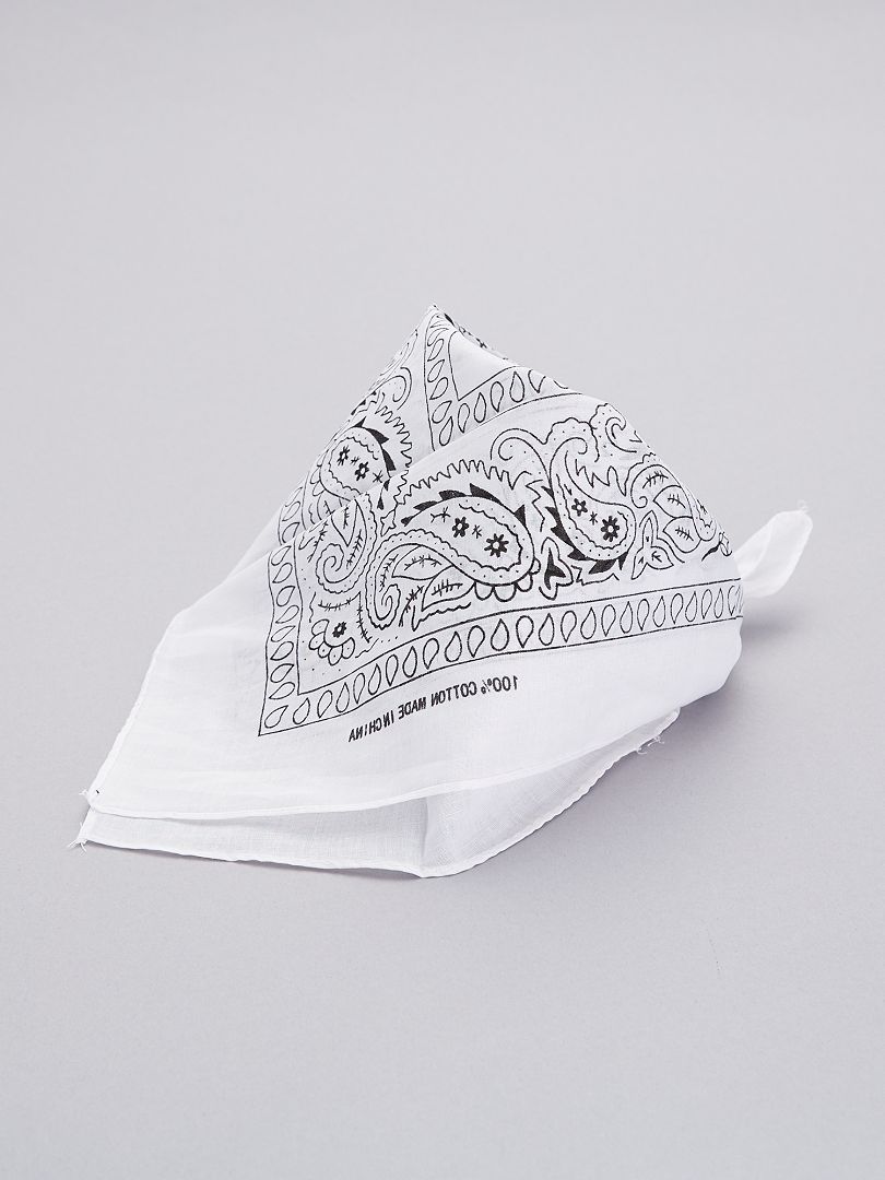 Bandana de algodão estampada - branca