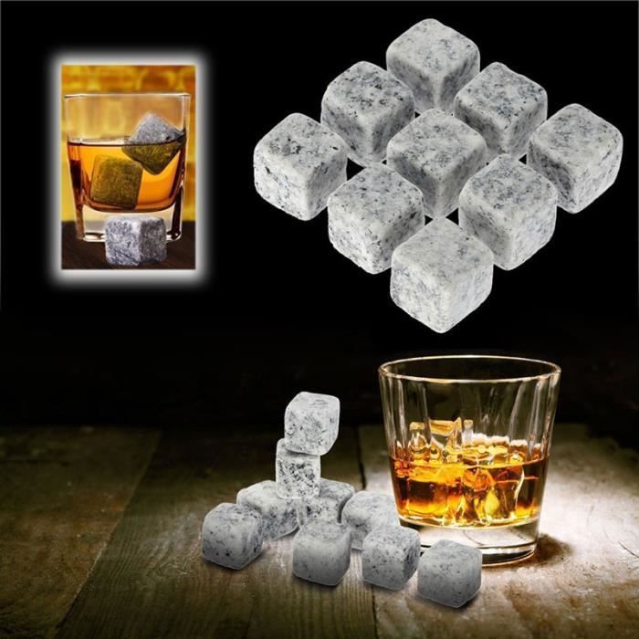 Wine cooler - Stones - 9-piece set - 100% natural - Stainless steel - Black - Ice bucket