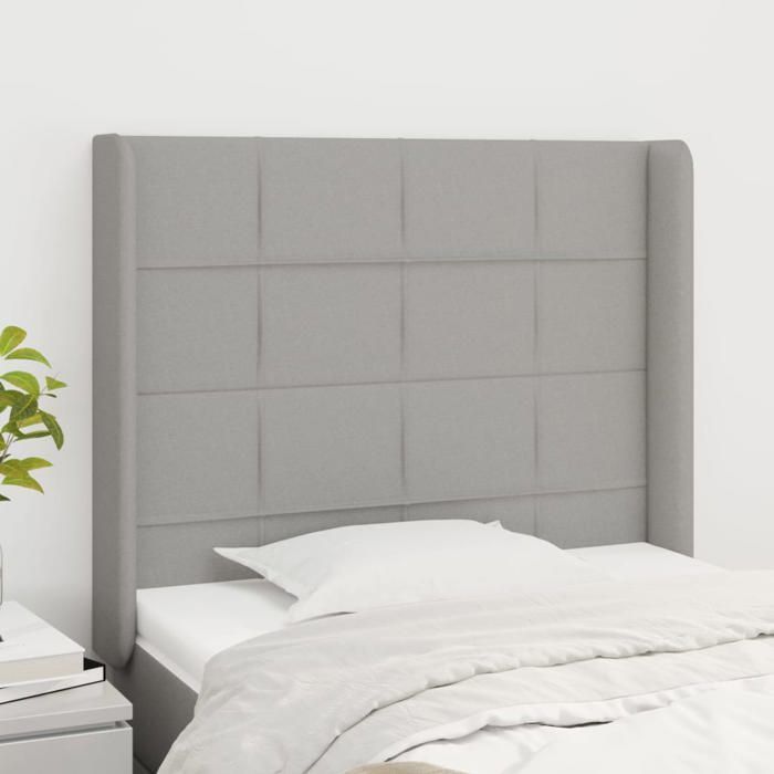 Tête de lit - vidaXL - Gris clair - 103x16x118/128 cm - Tissu durable - Hauteur réglable