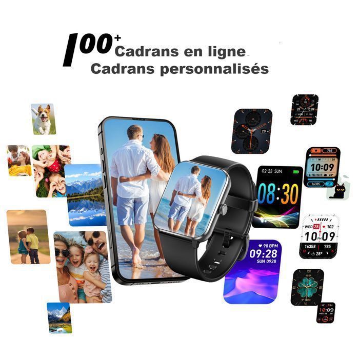 Smartwatch Blackview per uomo e donna con chiamate Bluetooth, assistente vocale, monitoraggio del sonno, contapassi, compatibile con Android e iOS, nero
