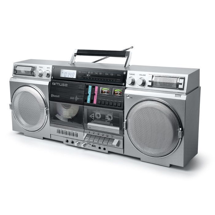 Muse M-380 GBS Portable Hi-Fi Speaker, Ghetto Blaster, Cassette Recorder, CD Player, FM Radio, Bluetooth - 80W - LCD Screen