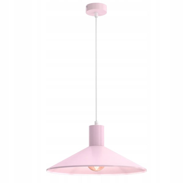 Lampa wisząca toscana e27 różowy metalowy klosz