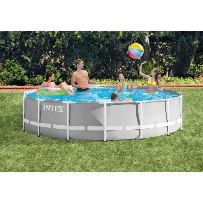 Kit de piscina con estructura prismática tubular redonda (ø)4,27 x (l)1,07 m y calentador solar.