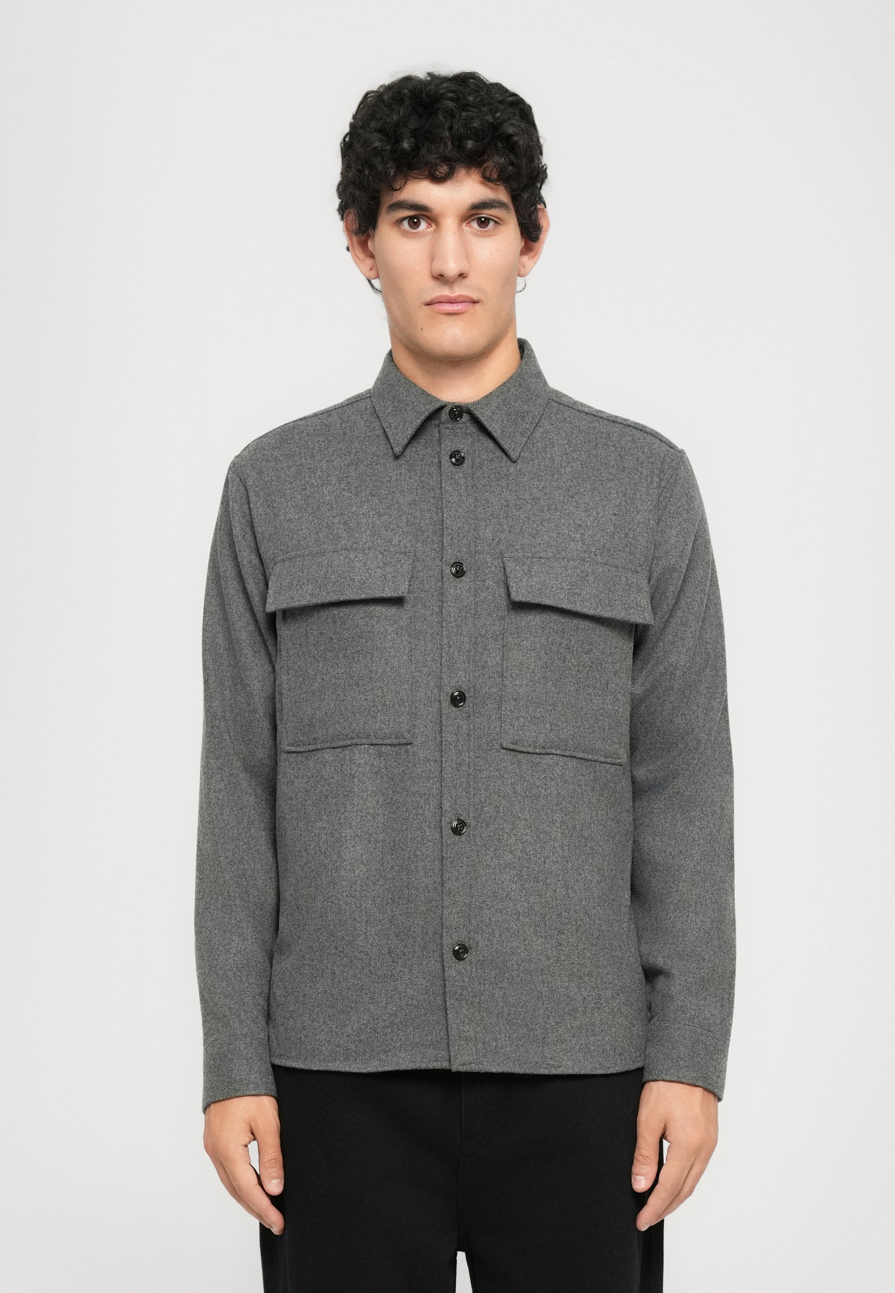 J.LINDEBERG PLATTE OVERHEMD - Shirt - donkergrijs gemêleerd