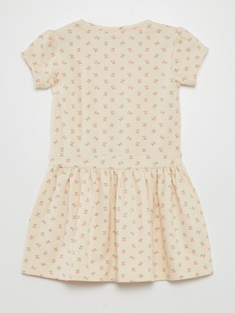 Uitlopende jurk met strik - BEIGE