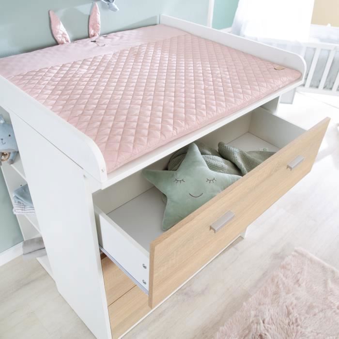 ROBA Gabriella changing table - 3 drawers - two-tone - ROBA brand - Oak wood effect - White