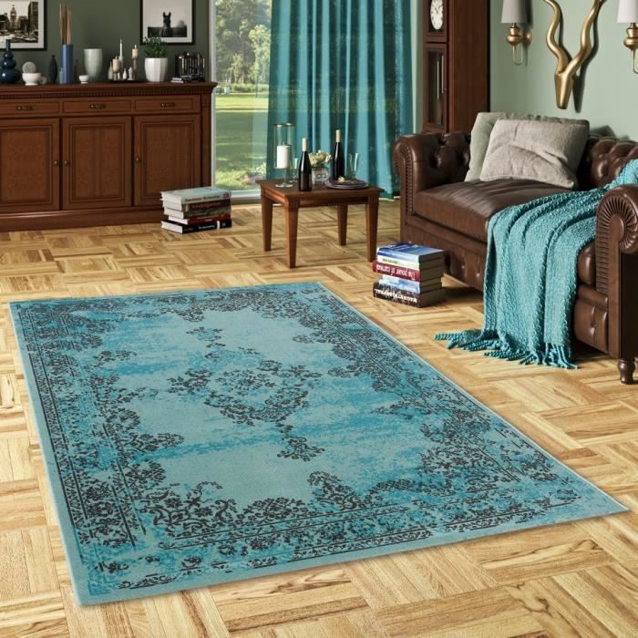 Vloerkleed - PERGAMON - Pop-Vintage - Mintgroen - 160x230 cm - Hedendaagse Vintage