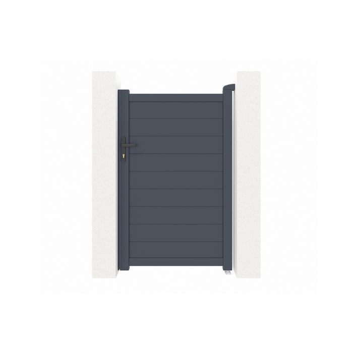 Conjunto de puerta corredera y puerta peatonal - Casanoov - EIGER - 3,5 m de altura (163 cm) / Puerta peatonal de 1 m de altura (163 cm) - Gris antracita - Aluminio