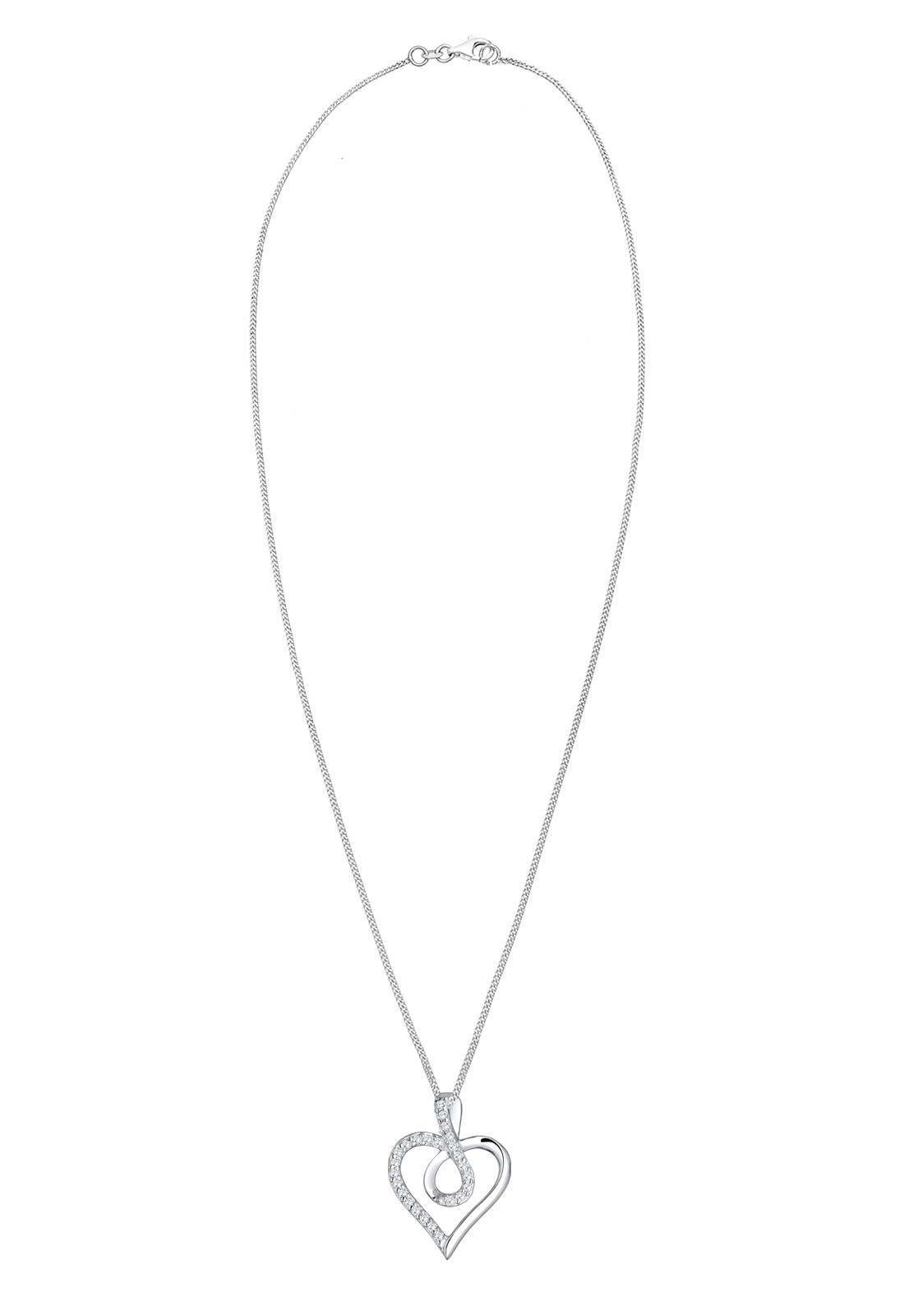 Elli Femme Infinité Symbole Coeur avec Cristal de Zircone - (925/1000) Argent