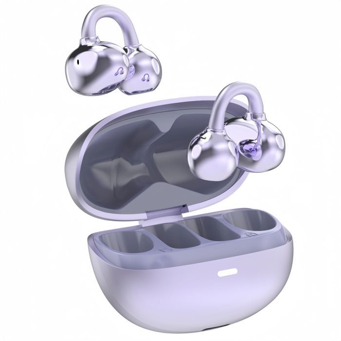 Auricolari stereo a conduzione aerea, ultraleggeri (4 g), con clip e design aperto, resistenti all'acqua - viola