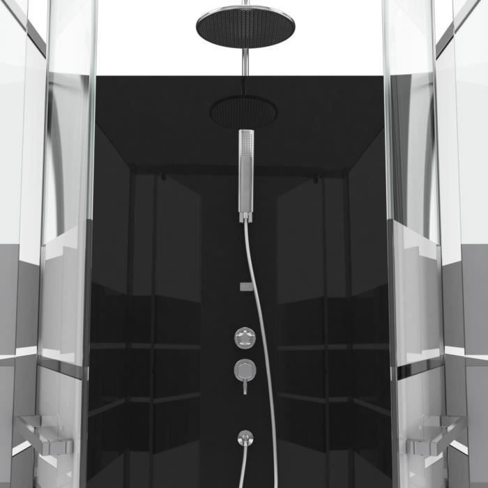 Mampara de ducha con puertas serigrafiadas - Gris - 110 x 80 x 235 cm