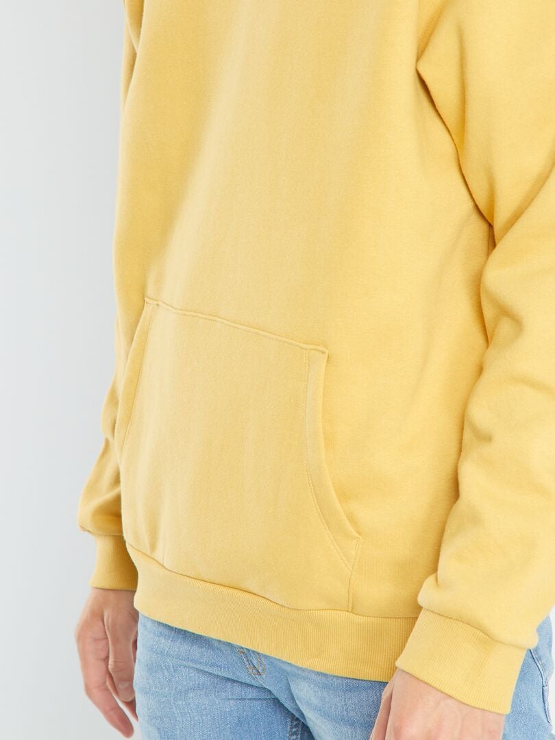 Bluza z kapturem i kieszenią kangurkową - ŻÓŁTA