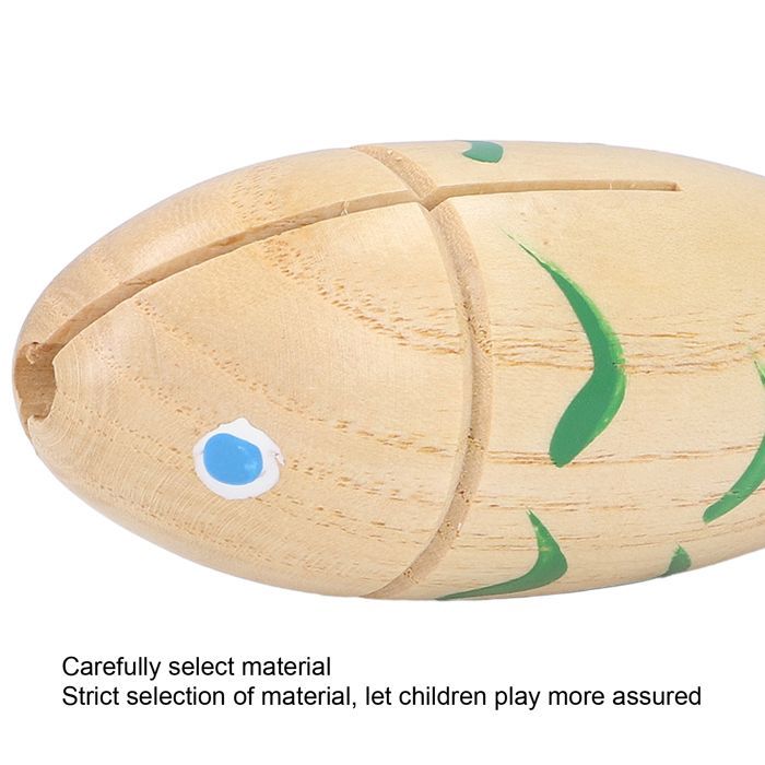 Instrumento de percusión con forma de pez, instrumento musical portátil de madera para niños y bebés.