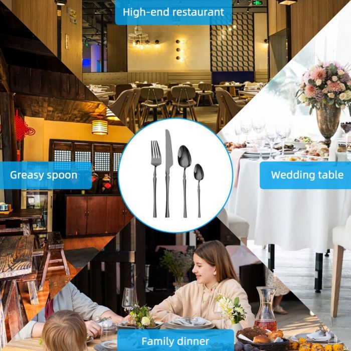 24 pièces : Set de couverts en acier inoxydable-4 couverts complets-Miroir poli,lavable en lave-vaisselle,idéal pour maison,cuisine