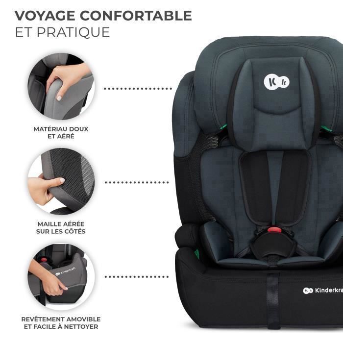 Seggiolino auto Kinderkraft COMFORT UP I-SIZE, 76–150 cm, da 15 mesi a 12 anni, poggiatesta regolabile, facile installazione, nero.
