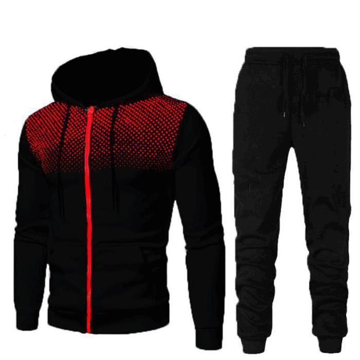 Conjunto deportivo informal para hombre: suéter con cremallera y pantalón de chándal con cordón ajustable. Chándal azul de 2 piezas.