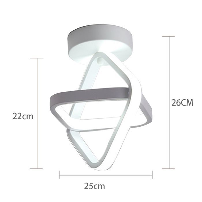 WOTTES Plafonnier LED Moderne Luminaire - Design Forme Géométrique Blanc - pour Salon Salle de bain - Blanc Froid - 1pcs Ø25*26CM