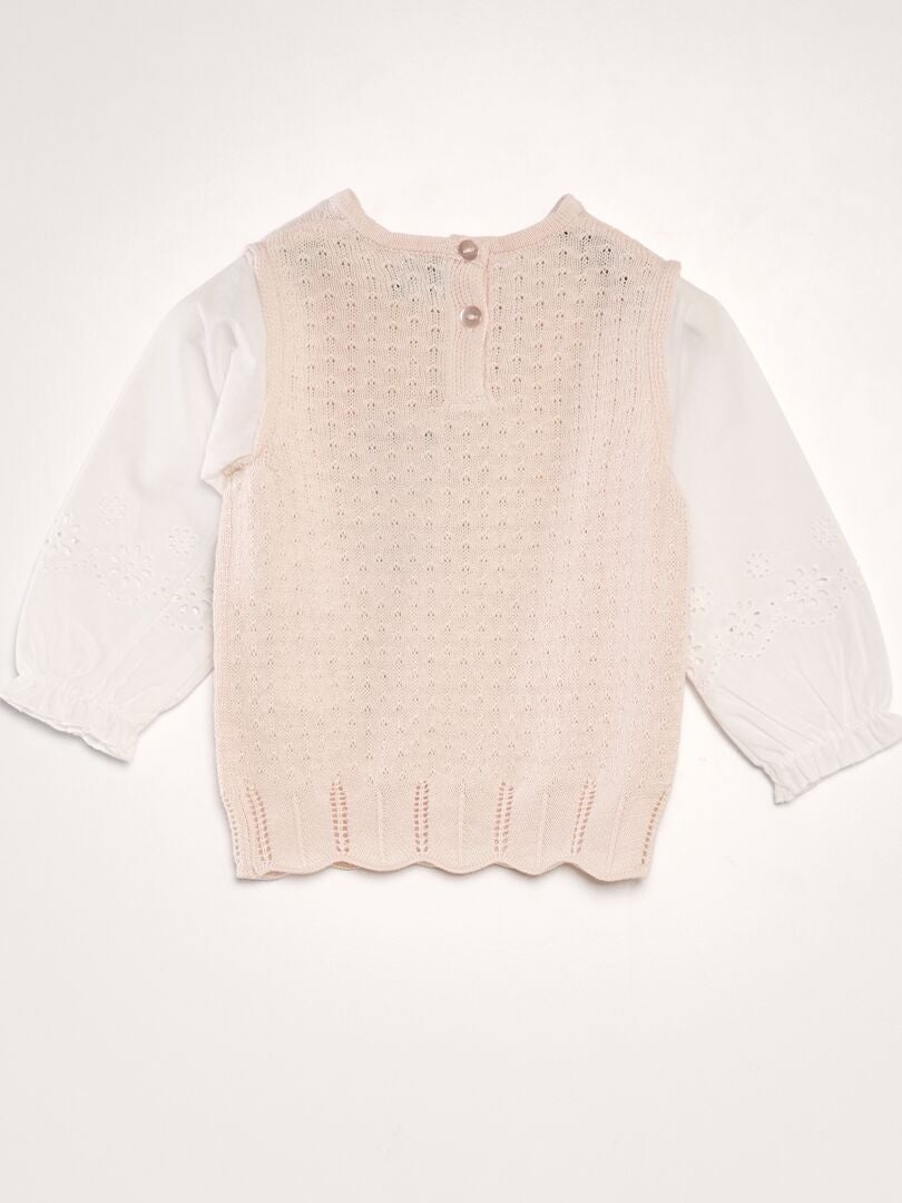 Trui met opengewerkt 2-in-1 effect - ROZE