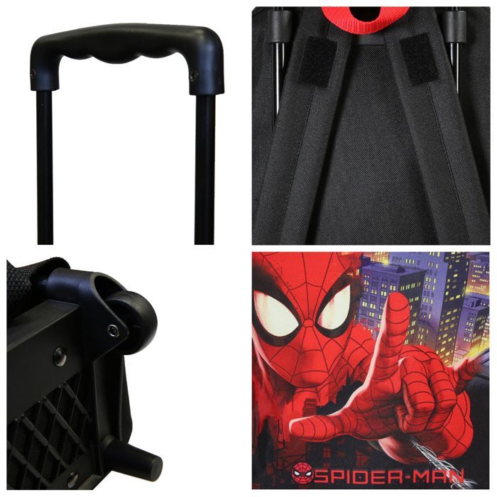 Bagtrotter - Spider-Man - Rolling School Backpack - Black - 1 Zipped Compartment - Padded Shoulder Straps -...