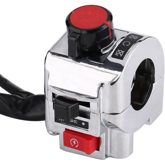 Interrupteur Moto 7/8inch, Commutateur Commande Gauche/Droite, Phare, Klaxon, Faisceau Haut/Bas, Blanc