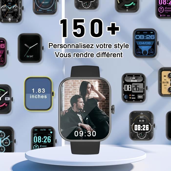 Smartwatch Blackview per uomo e donna con chiamate Bluetooth, smartwatch sportivo da 1,83'', lettore musicale, monitoraggio SpO2, monitoraggio del sonno, monitoraggio meteo, compatibile con Android/iOS