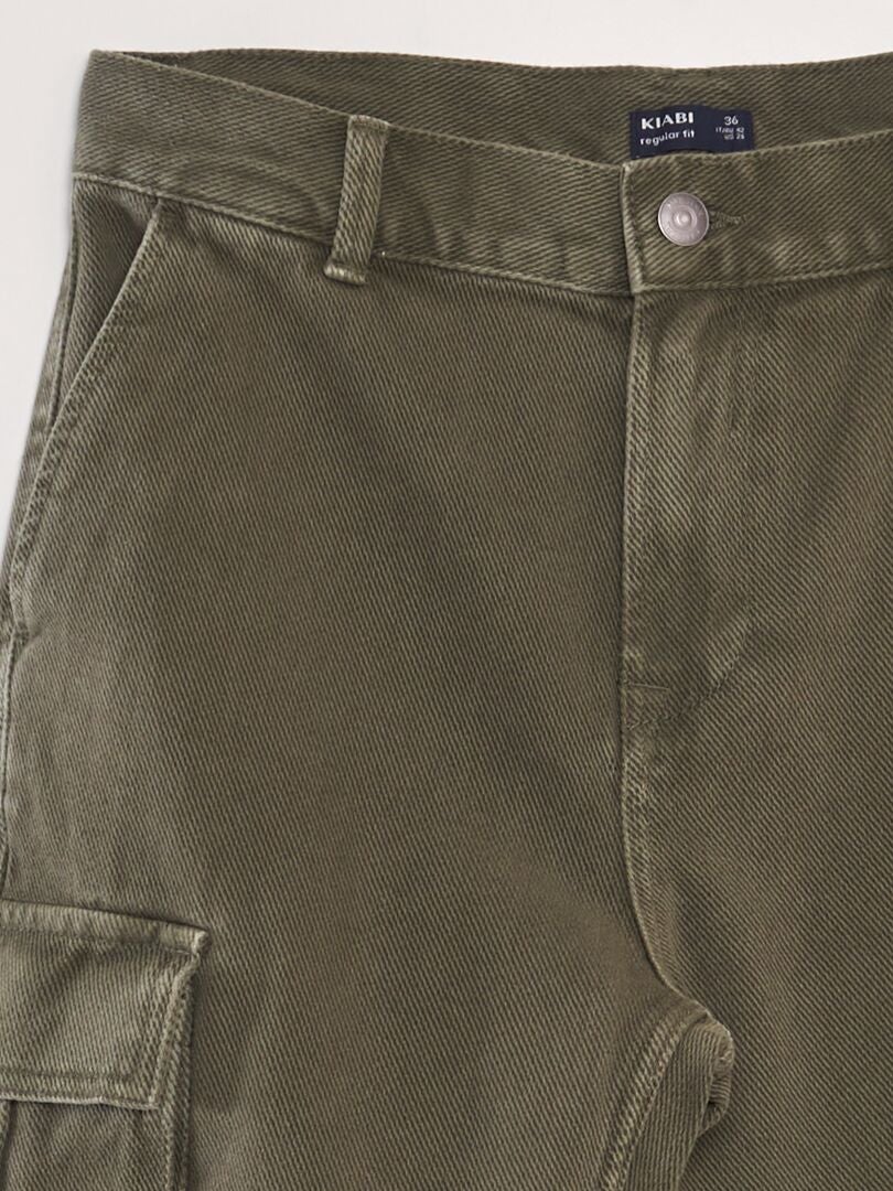 Jeansy Straight Jeans z kieszeniami bocznymi - KHAKI
