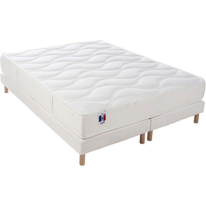 CONFORT DESIGN Gari Ensemble matelas & sommier 180 x 200 - Ep. 23 cm - Polylatex - Hypoallergénique - Réversible -Fabriqué en France