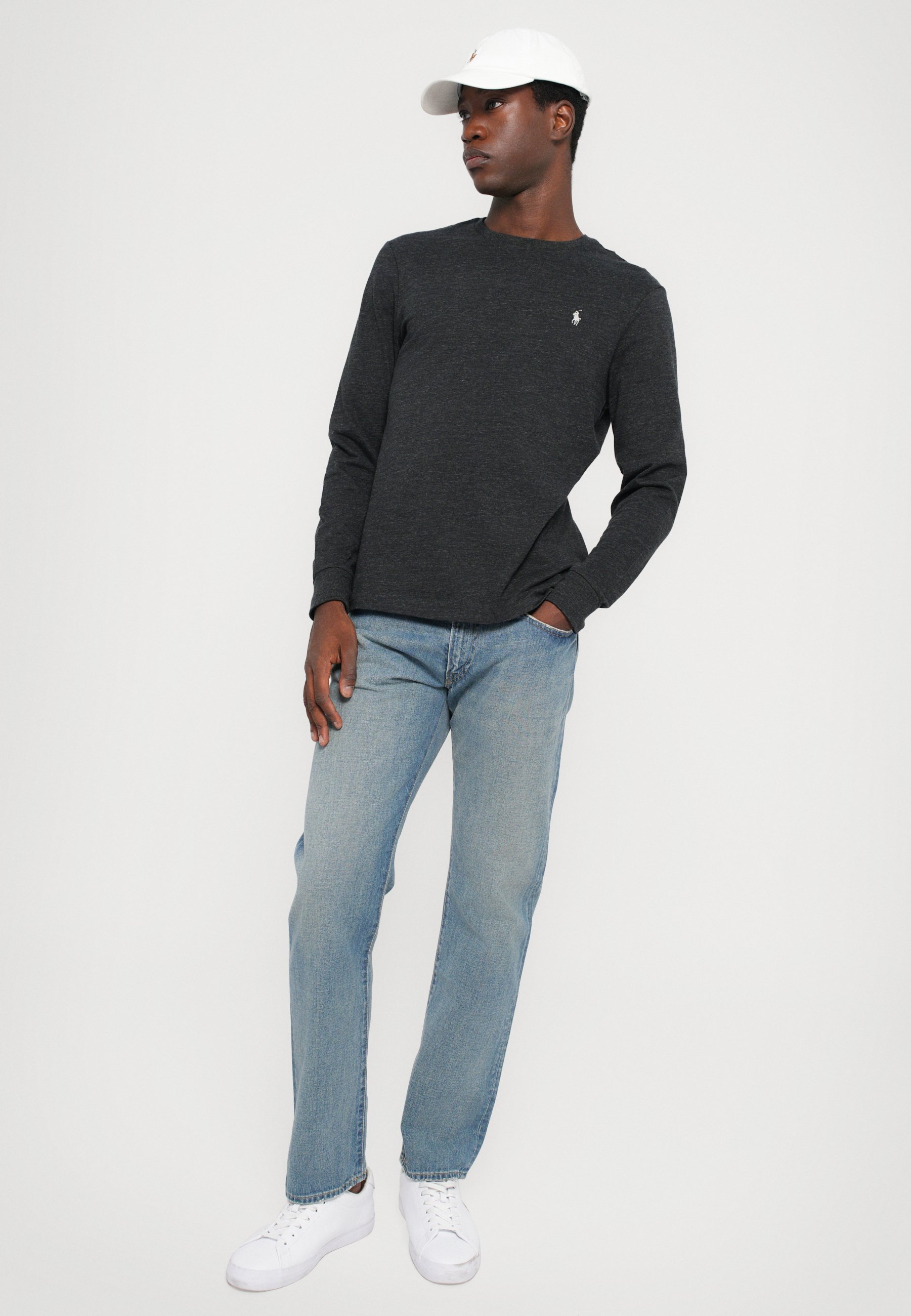 Polo Ralph Lauren T-shirt en jersey coupe slim personnalisé - Manches longues - Noir