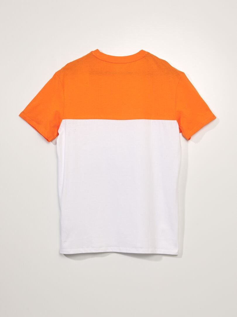 Camiseta de punto bicolor - NARANJA