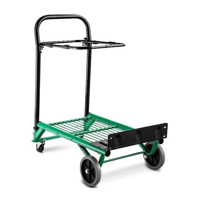 Carretilla de mano GYMAX con asa antideslizante, carrito manual 2 en 1 con plataforma para supermercados, capacidad de carga de 90 kg.